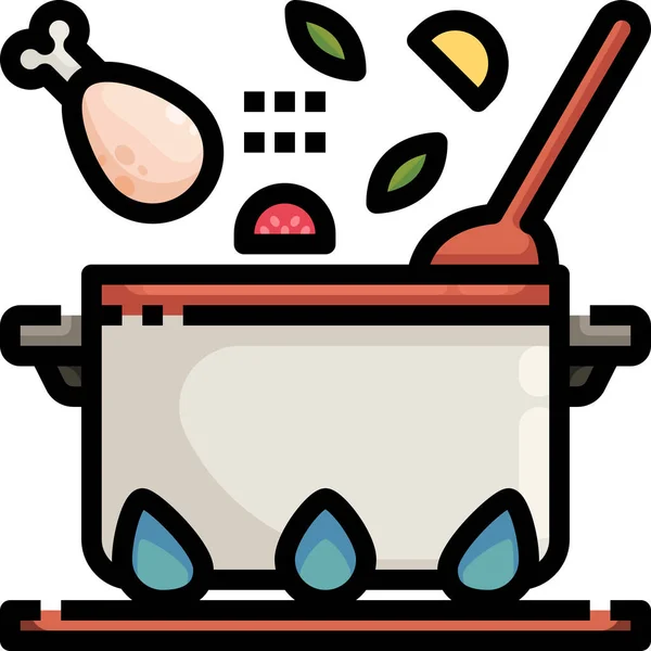 Boiling Cook Cooking Icon Filled Outline Style — Stock Vector