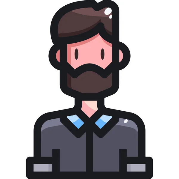 Avatar Carácter Hombre Icono Estilo Contorno Lleno — Vector de stock