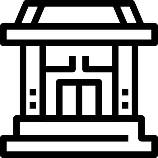 Банківська Ікона Побудови Банківської Системи Стилі Контур — стоковий вектор