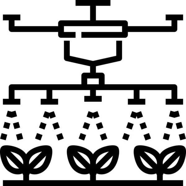 Drone Granja Icono Agricultura Estilo Esquema — Archivo Imágenes Vectoriales