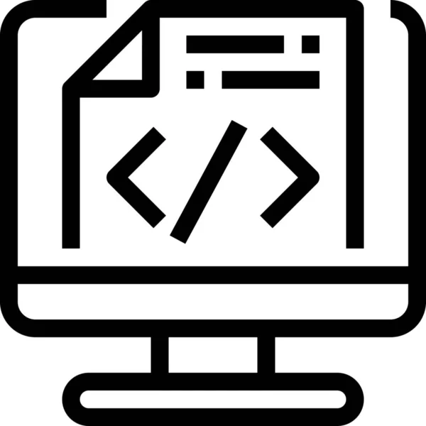 Código Codificación Icono Computadora Estilo Esquema — Vector de stock