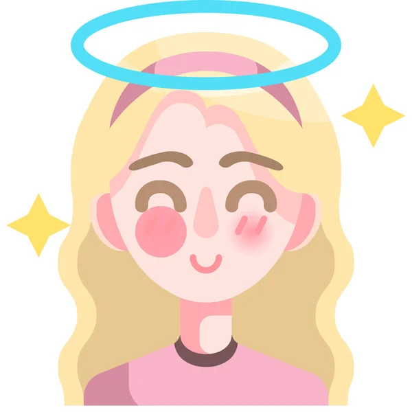 Ángel Avatar Chica Icono Estilo Plano — Vector de stock