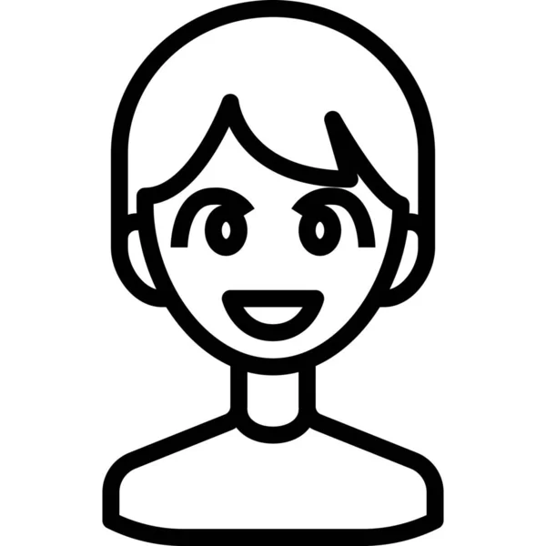 Avatar Boy Happy Icon Outline Stil — Stockvektor