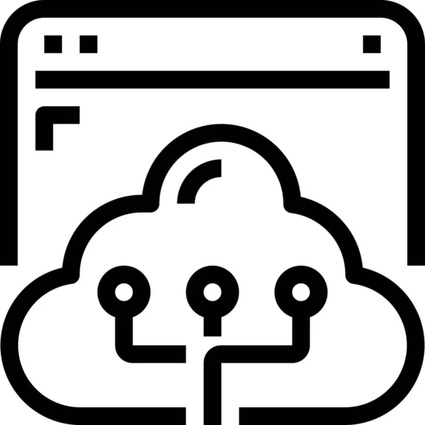 Εικονίδιο Δεδομένων Περιήγησης Σύννεφο Στυλ Περίγραμμα — Διανυσματικό Αρχείο