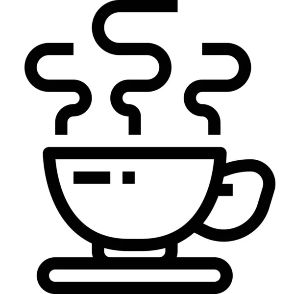Kahve Sıcak Ikonu Ana Hatlarıyla — Stok Vektör