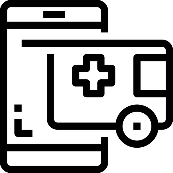 Icône Santé Appel Ambulance Dans Style Contour — Image vectorielle