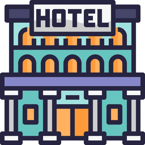 Hotel Szolgáltatás Nyári Ikon Kitöltött Vázlat Stílus — Stock Vector