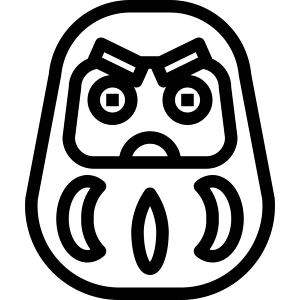 Daruma Japón Icono Japonés Estilo Esquema — Vector de stock