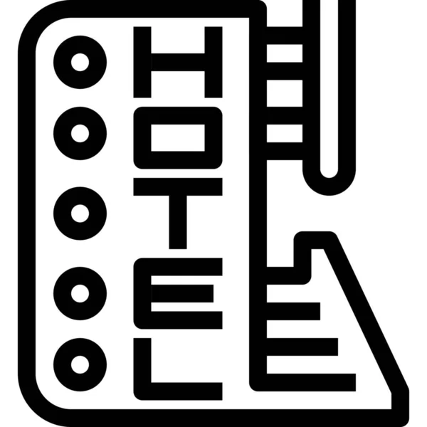 Edificio Icono Signo Hotel Estilo Esquema — Vector de stock