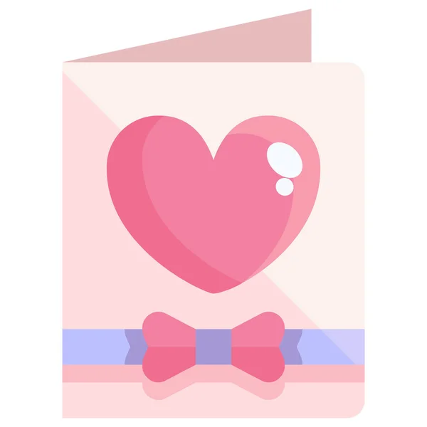 Carte Coeur Invitation Icône Dans Style Plat — Image vectorielle
