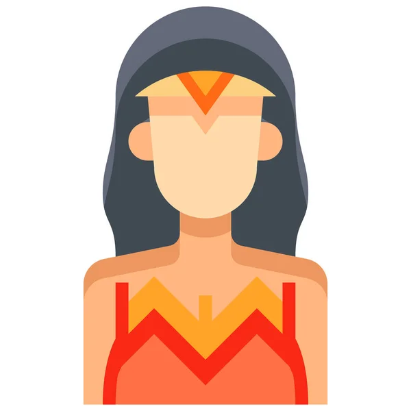 Avatar Weibliche Helden Ikone Flachen Stil — Stockvektor