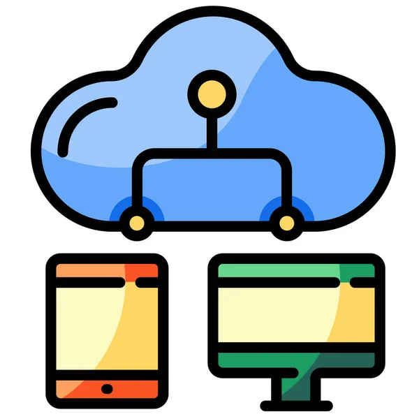 Ícone Dispositivo Compartilhamento Nuvem — Vetor de Stock