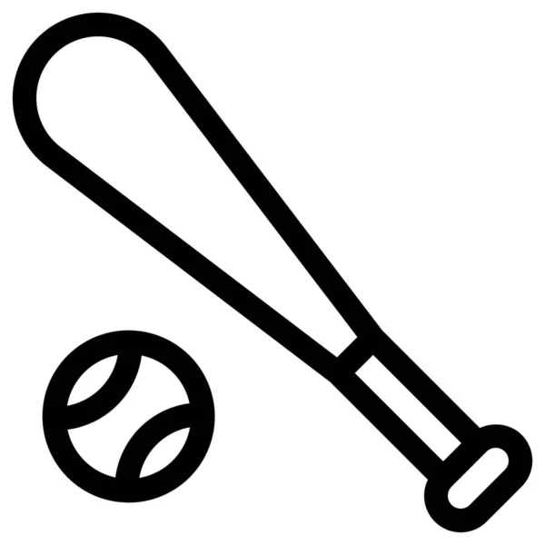 Bal Honkbal Knuppel Pictogram — Stockvector