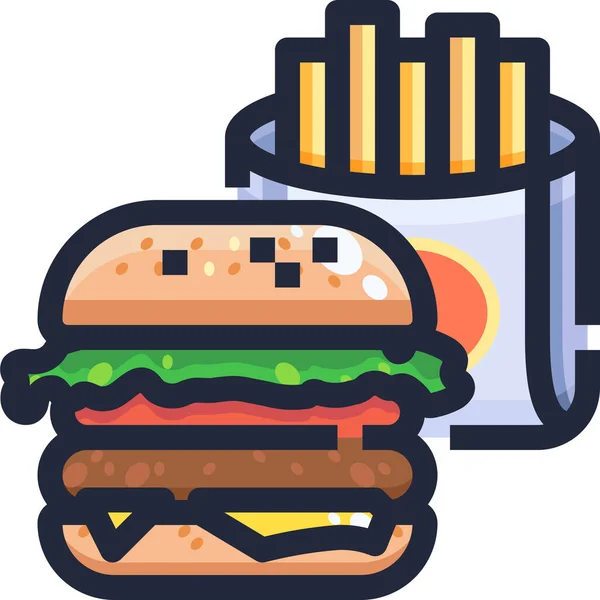 Comida Germany Hamburguesa Icono Estilo Contorno Lleno — Vector de stock