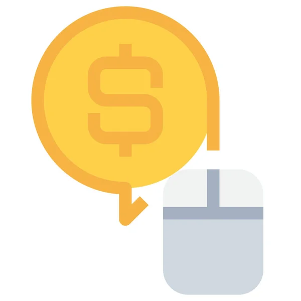 Business Click Money Icon Flat Style — стоковый вектор