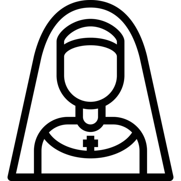Значок Аватара Черниці Стилі Контур — стоковий вектор