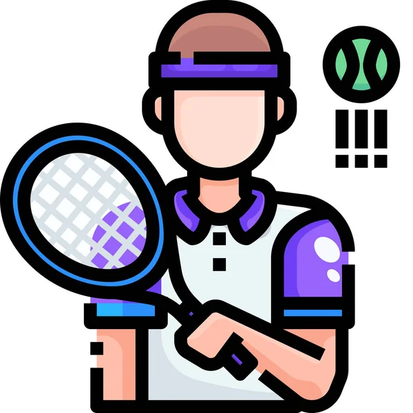 Avatar Hombre Jugador Icono Estilo Contorno Lleno — Vector de stock