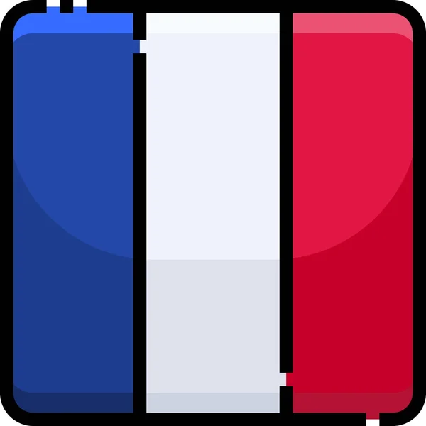 Fyllig Flagga Frankrike Ikon Fylld Kontur Stil — Stock vektor