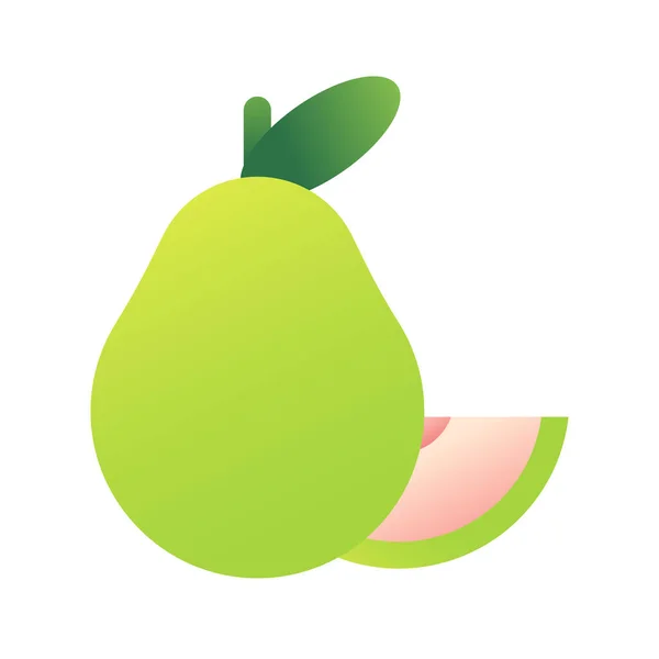 Świeża Ikona Owoców Guawy Gładkim Stylu — Wektor stockowy