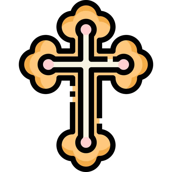 Kristna Korskulturer Ikon Fylld Skiss Stil — Stock vektor