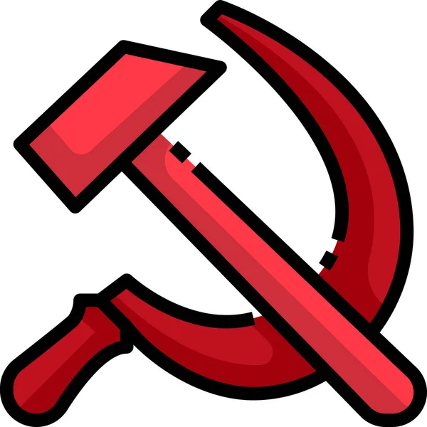 Martelo Comunista Ícone Rússia Estilo Esboço Preenchido — Vetor de Stock