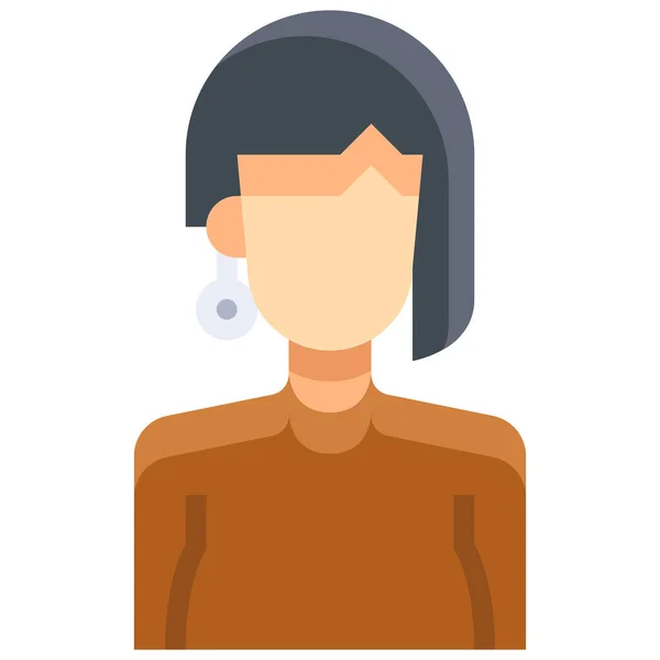 Avatar Female People Icon Flat Style — Stock Vector