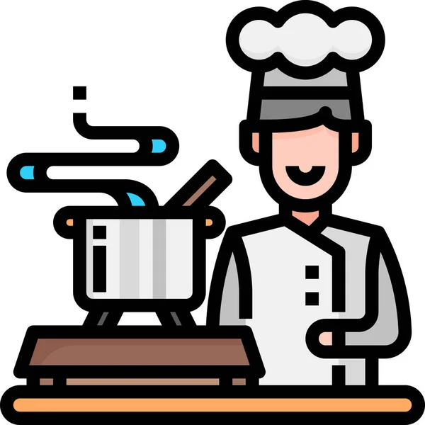 Comida Olla Chef Icono — Vector de stock