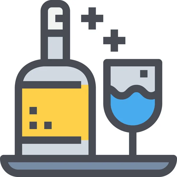 Alcohol Café Champán Icono Estilo Contorno Lleno — Vector de stock