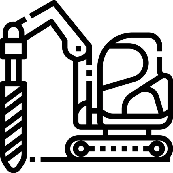 Costruzione Trapano Icona Perforazione Stile Contorno — Vettoriale Stock