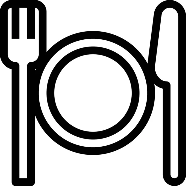 Cubiertos Cena Icono Comida Estilo Del Esquema — Vector de stock