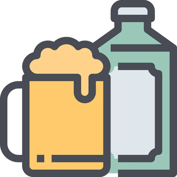 Alcohol Cerveza Bebida Icono Estilo Contorno Lleno — Vector de stock