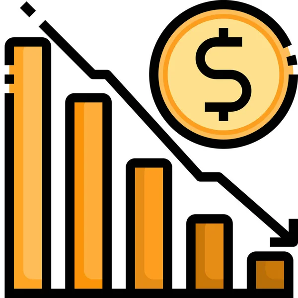 Negócio Seta Para Baixo Ícone — Vetor de Stock