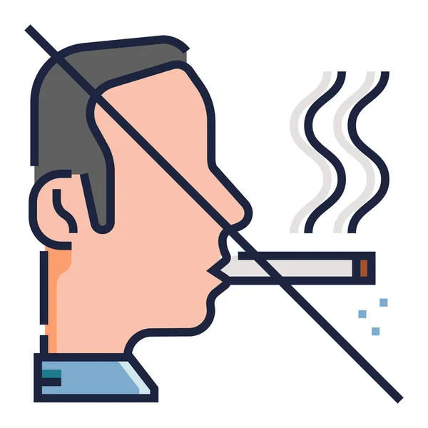 Cigarette Vie Saine Aucune Icône Dans Style Contour Rempli — Image vectorielle