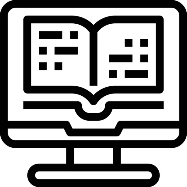 Icono Aprendizaje Educación Informática Estilo Esquema — Vector de stock