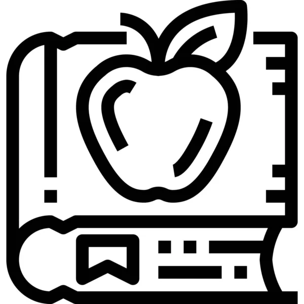 Äpple Bok Utbildning Ikon Kontur Stil — Stock vektor
