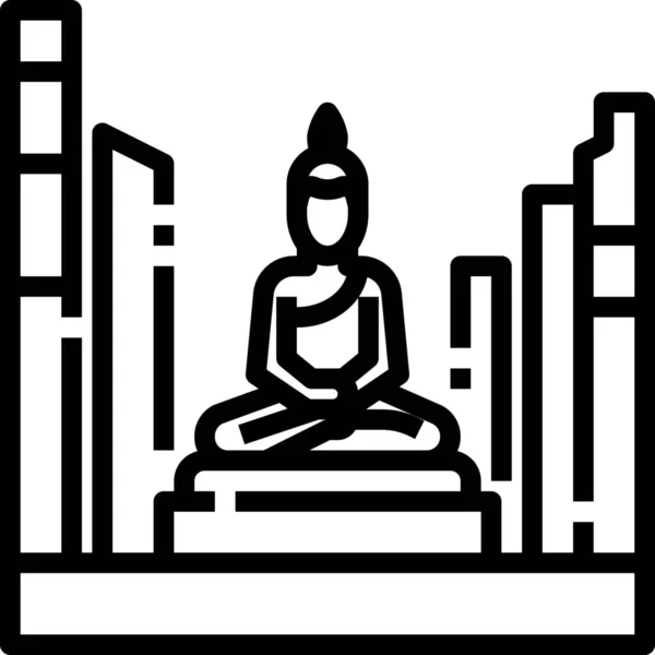 Arquitectura Cultura Buddha Icono Estilo Outline — Vector de stock