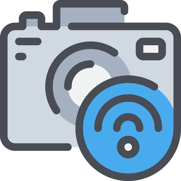 Kamera Ansluta Digital Ikon Fylld Konturstil — Stock vektor