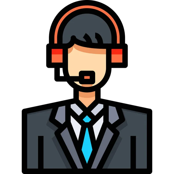 Actor Avatar Hombre Icono Estilo Contorno Lleno — Vector de stock