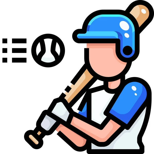 Icona Uomo Baseball Avatar Stile Contorno Riempito — Vettoriale Stock