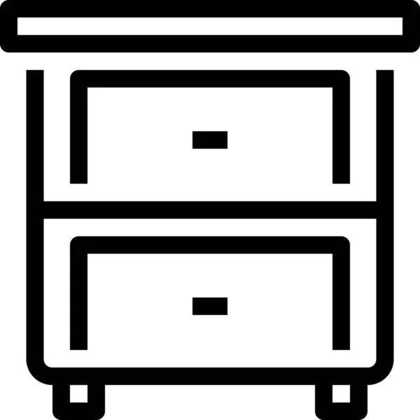 Icono Los Muebles Del Cajón Decoración Estilo Del Esquema — Vector de stock