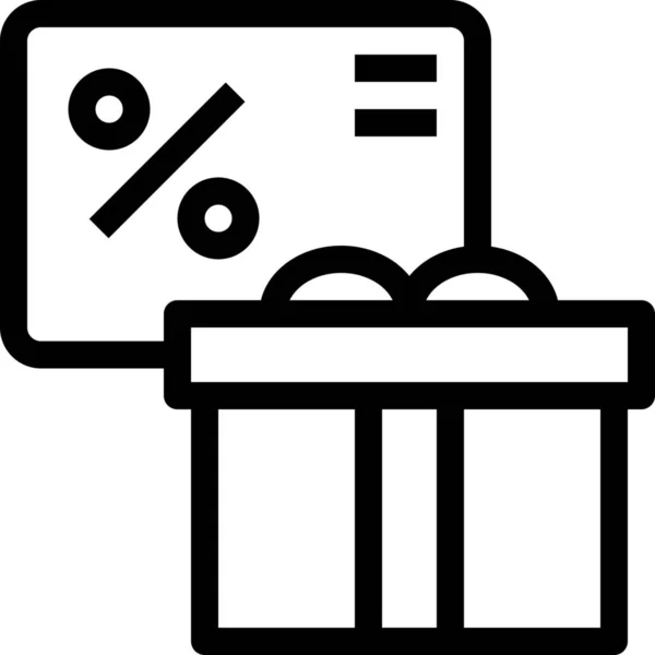 Box Card Rabatt Symbol Outline Stil — Stockvektor