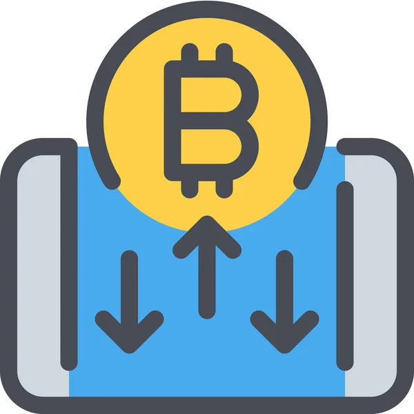 Bitcoin Icono Moneda Estilo Contorno Lleno — Vector de stock