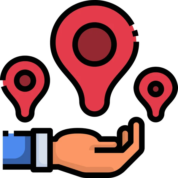 Ícone Mapa Localização Mão — Vetor de Stock