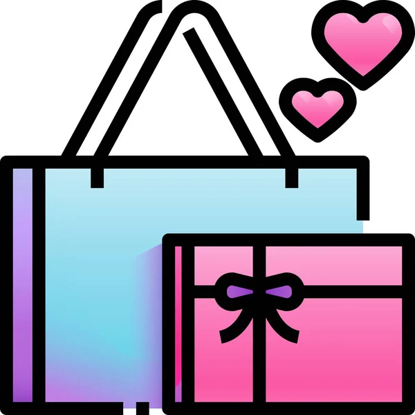 Bolsa Compras Amor Icono — Vector de stock