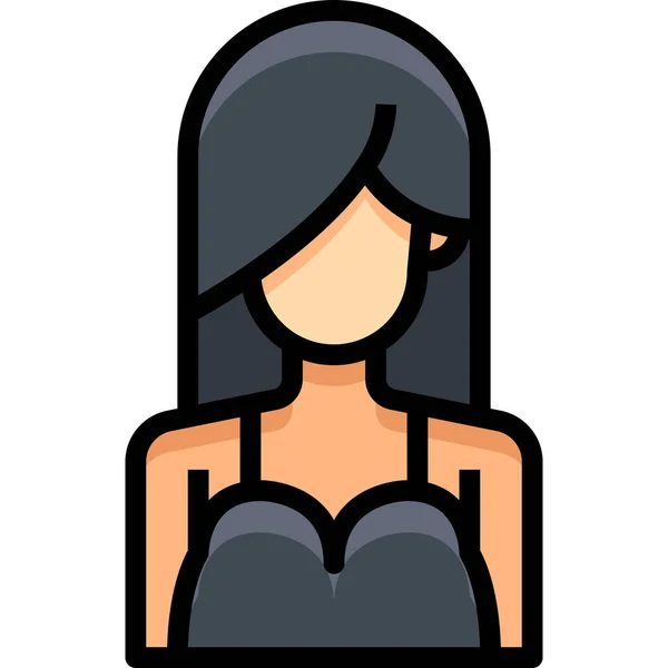 Avatar Icône Personnes Féminines Dans Style Contour Rempli — Image vectorielle