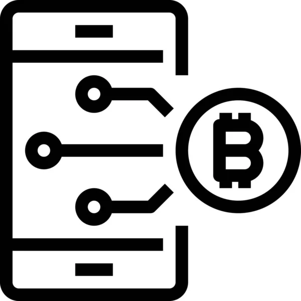 Kryptowaluta Bitcoin Ikona Cyfrowa Stylu Konturu — Wektor stockowy