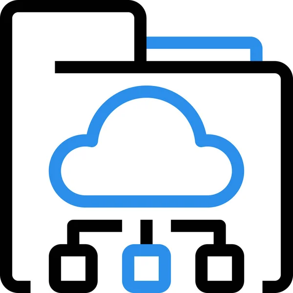 Icona Della Cartella Del Database Cloud Stile Outline — Vettoriale Stock