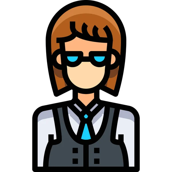 Avatar Distribuidor Icono Femenino Estilo Contorno Lleno — Vector de stock