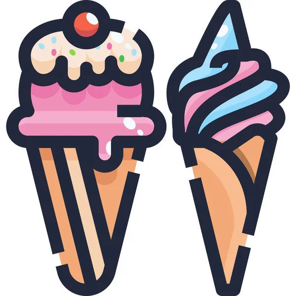 Creme Food Eis Ikone Filled Outline Stil — Stockvektor