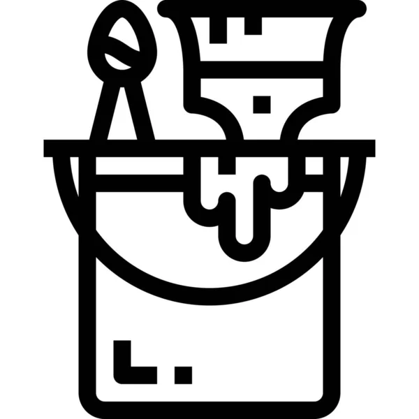 Art Brush Bucket Icon Outline Style — Stock Vector